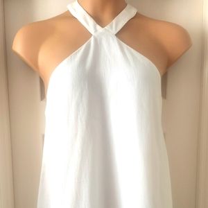 Do + Be Womens Dress Size Large Fit & Flare White Lined Sleeveless